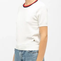 Discount Pull maille fine col coloré mae manches courtes Femme Femme Pull, Gilet, Sweat