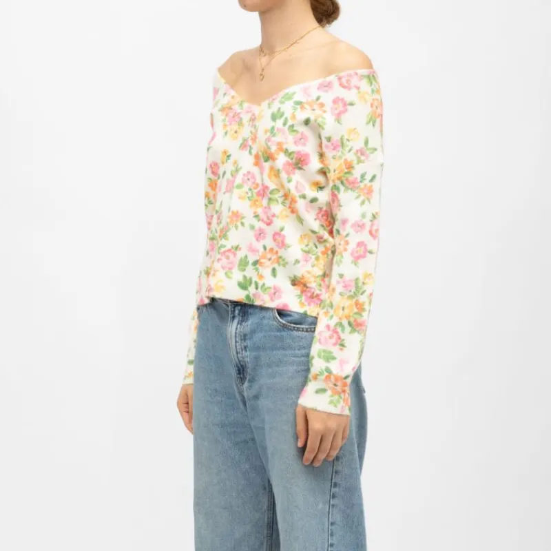 Online Pull maille margot à fleurs col large Femme Femme Pull, Gilet, Sweat