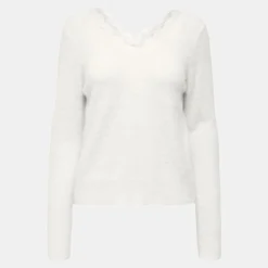 Best Pull maille piumo col v à dentelle Femme Femme Pull, Gilet, Sweat