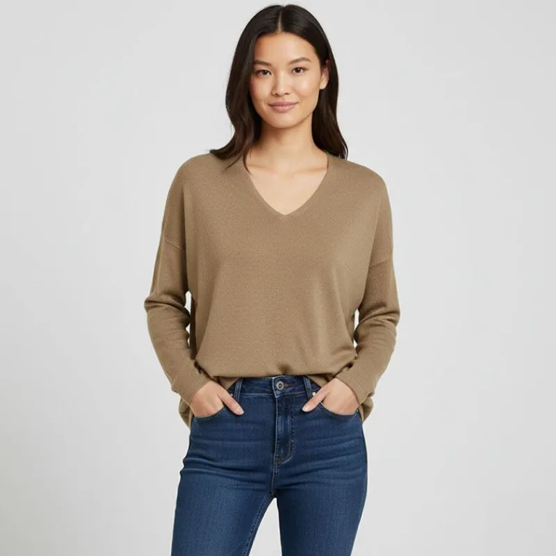 Discount Pull Malia maille fine avec fentes Femme Femme Pull, Gilet, Sweat