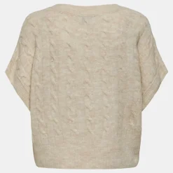 Hot Pull manches courtes col V torsades oversize onlmalou Femme Femme Pull, Gilet, Sweat