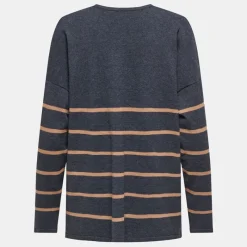 Discount Pull manches longues cols v rayé long onlmallie Femme Femme Pull, Gilet, Sweat