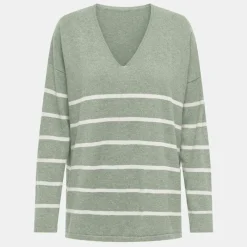 Clearance Pull manches longues cols v rayé long onlmallie Femme Femme Pull, Gilet, Sweat