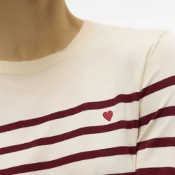 Sale Pull marinière dory avec coeur brodé rouge col rond Femme Femme Pull, Gilet, Sweat