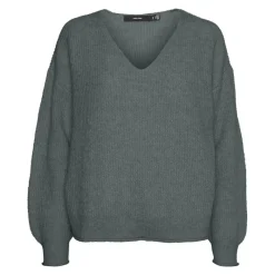 Clearance Pull Mili manches ballons col v en maille fine Femme Femme Pull, Gilet, Sweat