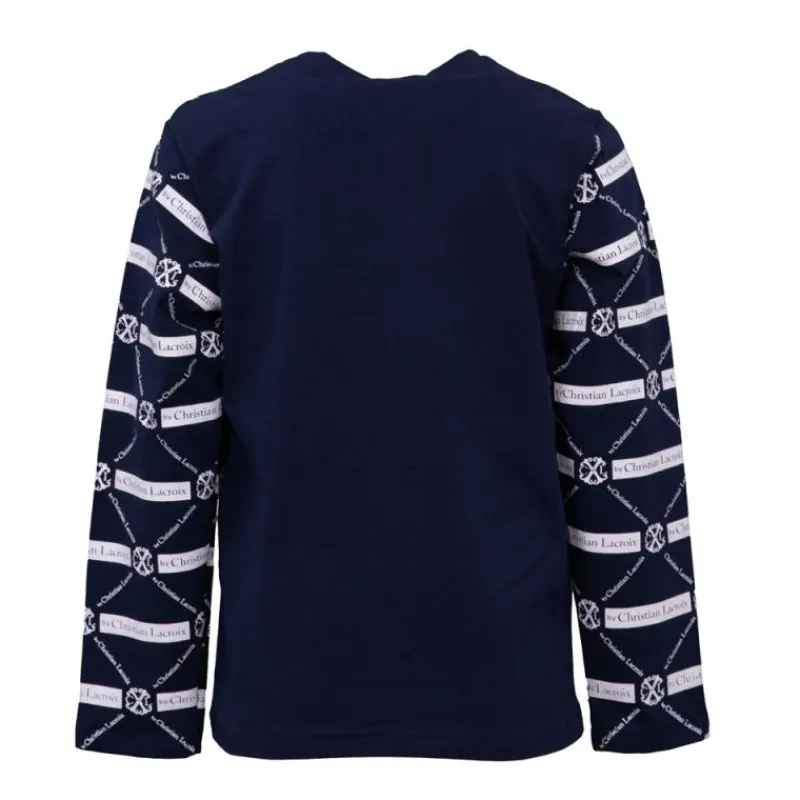 Outlet Pull motif rayures avec logo coton col rond Enfant Enfant Tee Shirt