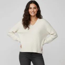 Sale Pull over manches longues col V Femme Femme Pull, Gilet, Sweat