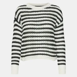 Sale Pull Spring à rayures col ras de cou Femme Femme Pull, Gilet, Sweat