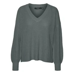New Pull zia gris col V manches longues Femme Femme Pull, Gilet, Sweat