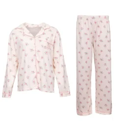 Hot Pyjama fleuri poche brodée Femme Femme Lingerie De Nuit