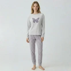 Best Pyjama long velours mot 23172 Femme Femme Lingerie De Nuit