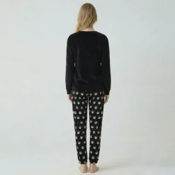 Sale Pyjama long velours mot 23172 Femme Femme Lingerie De Nuit