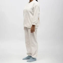 Online Pyjama polaire doux col rond pantalon regular Femme Femme Lingerie De Nuit