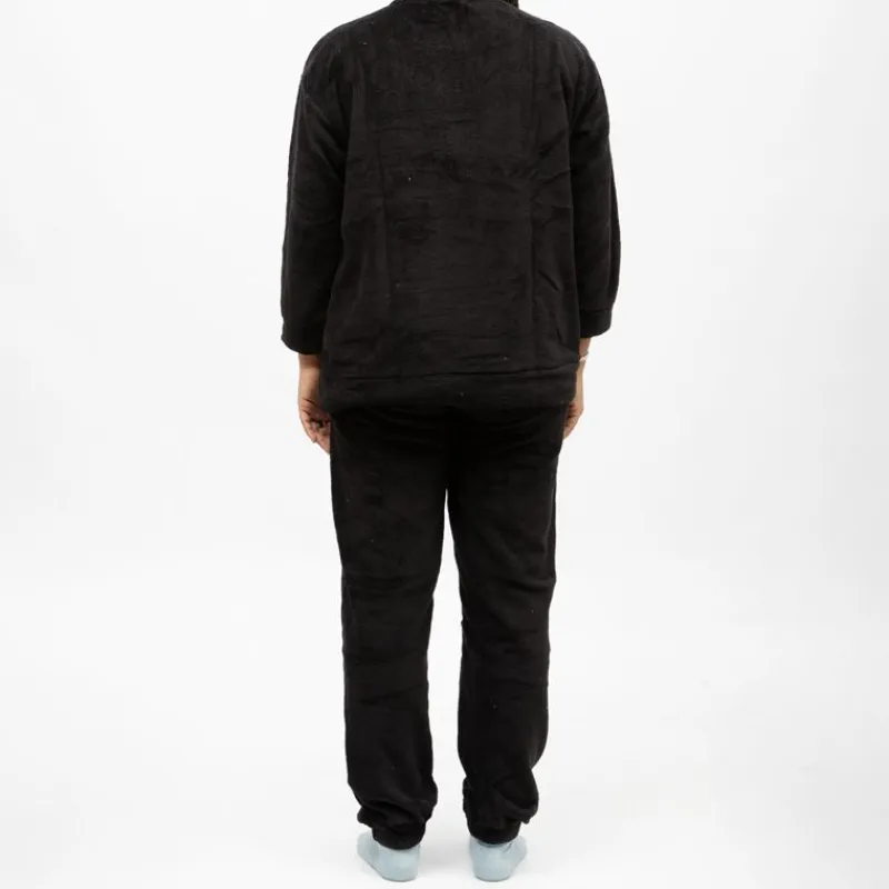 Sale Pyjama polaire doux col rond pantalon regular Femme Femme Lingerie De Nuit