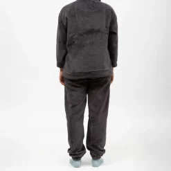 Pyjama polaire doux col rond pantalon regular Femme Femme Lingerie De Nuit