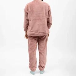 Hot Pyjama polaire doux col rond pantalon regular Femme Femme Lingerie De Nuit