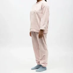 Online Pyjama polaire doux col rond pantalon regular Femme Femme Lingerie De Nuit