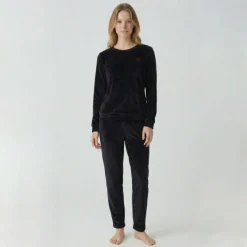 Best Pyjama velours logo 27163 Femme Femme Lingerie De Nuit