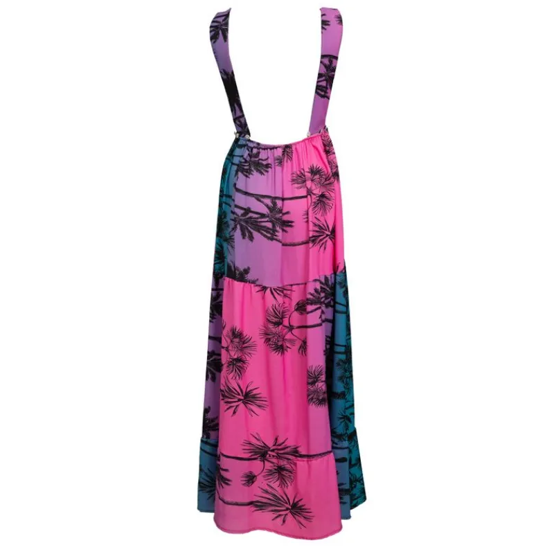 Hot Robe ana à bretelles imprimé tropical Femme Femme Jupe, Robe