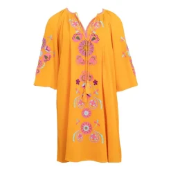 New Robe caftan manches 3/4 magoo broderie fleurie Femme Femme Jupe, Robe