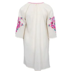 Hot Robe caftan manches 3/4 magoo broderie fleurie Femme Femme Jupe, Robe