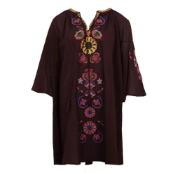 New Robe caftan manches 3/4 magoo broderie fleurie Femme Femme Jupe, Robe