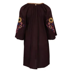 New Robe caftan manches 3/4 magoo broderie fleurie Femme Femme Jupe, Robe