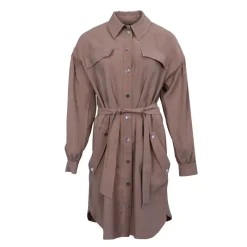 Robe chemise à clips avec ceinture nocciola Femme Femme Jupe, Robe