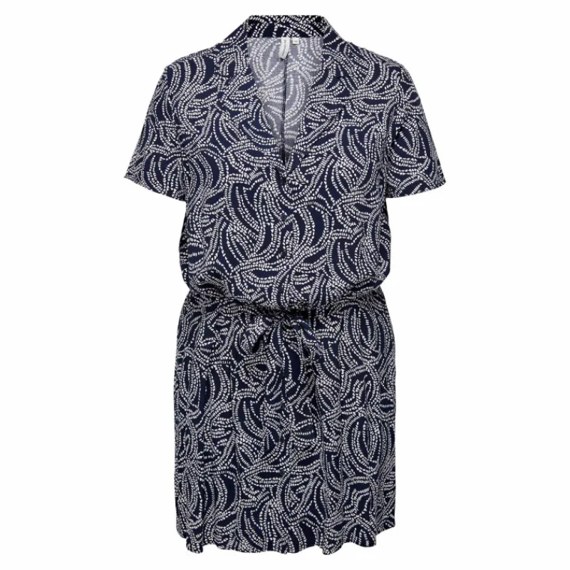 Sale Robe chemise manches courtes cordon boutons Femme Femme Jupe, Robe