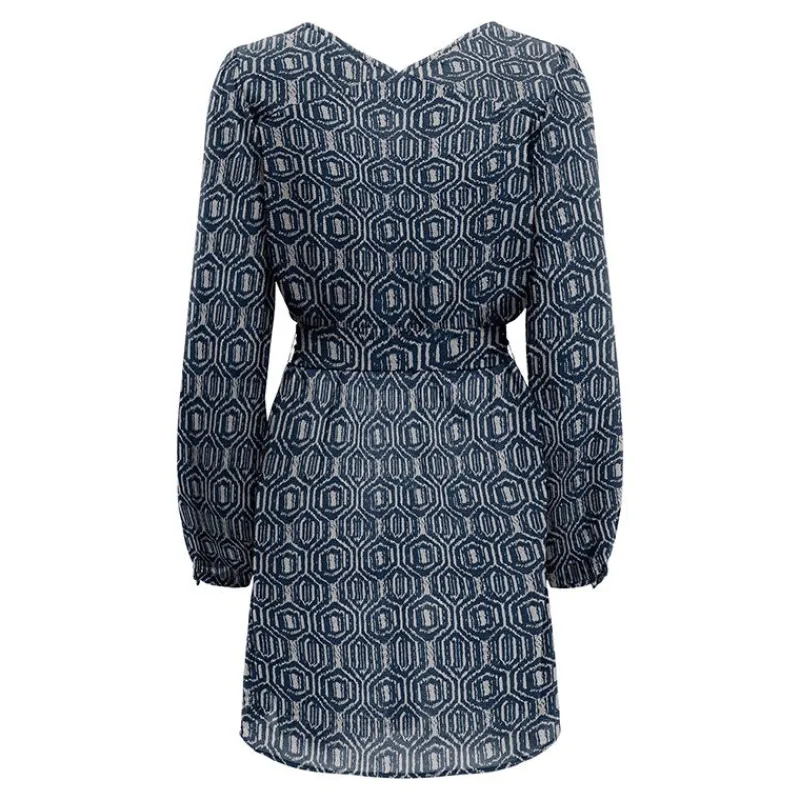 Robe cintrée col V ceinture à nouer imprimée fantaisie Femme Femme Jupe, Robe