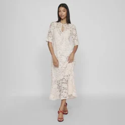 Hot Robe col v longue Nalina 3/4 Rosewater Femme Femme Jupe, Robe