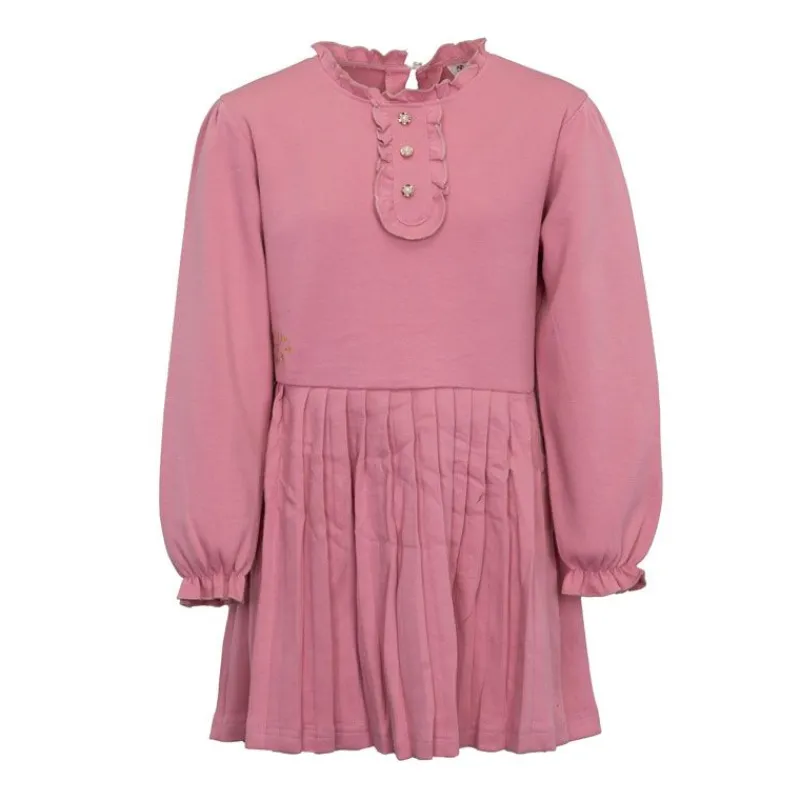 Outlet Robe coton plissée boutons bijoux manches à volants fille Enfant Enfant Jupe, Robe