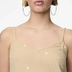 Discount Robe courte à bretelles brodée en gaze de coton Femme Femme Short, Bermuda