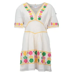 Hot Robe courte avec broderie fleurie colorée clemence Femme Femme Jupe, Robe