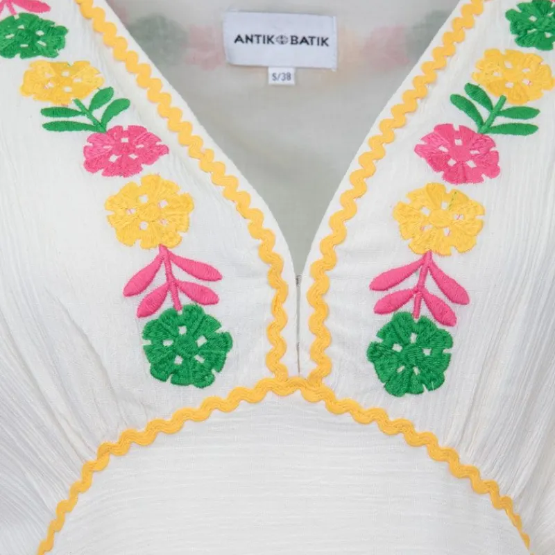 Hot Robe courte avec broderie fleurie colorée clemence Femme Femme Jupe, Robe