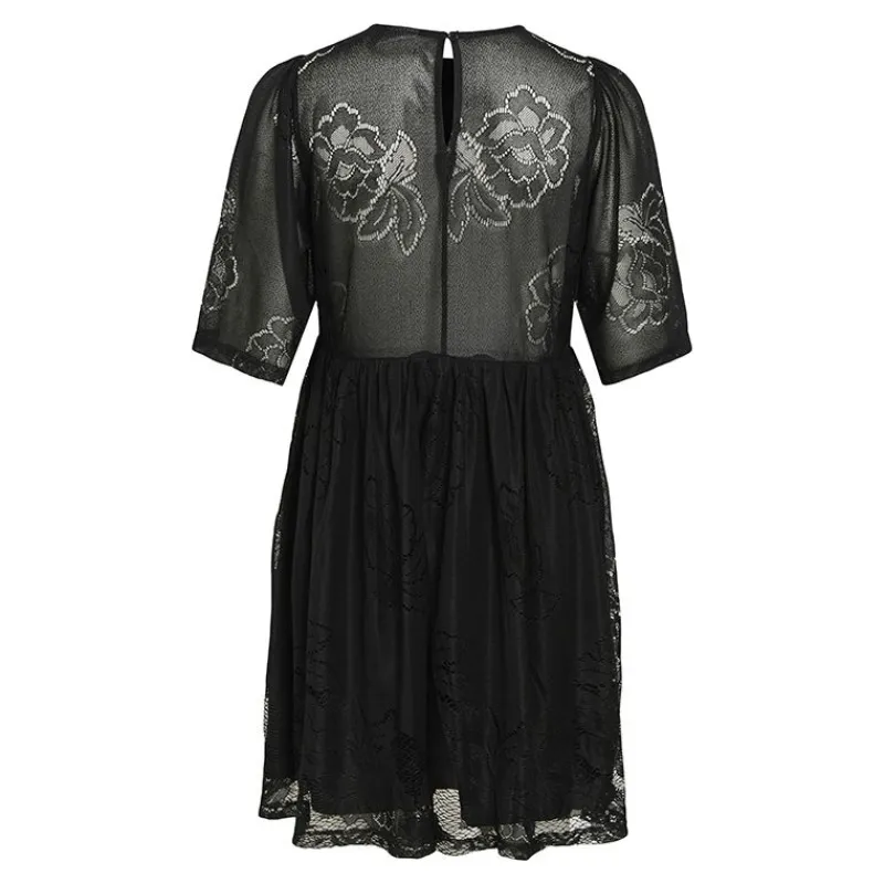 Hot Robe courte dentelle kayle manches 3/4 black Femme Femme Jupe, Robe