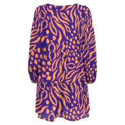 Clearance Robe courte droite col rond imprimée et orange Femme Femme Jupe, Robe