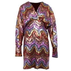 Robe courte loly à sequins col v Femme Femme Jupe, Robe