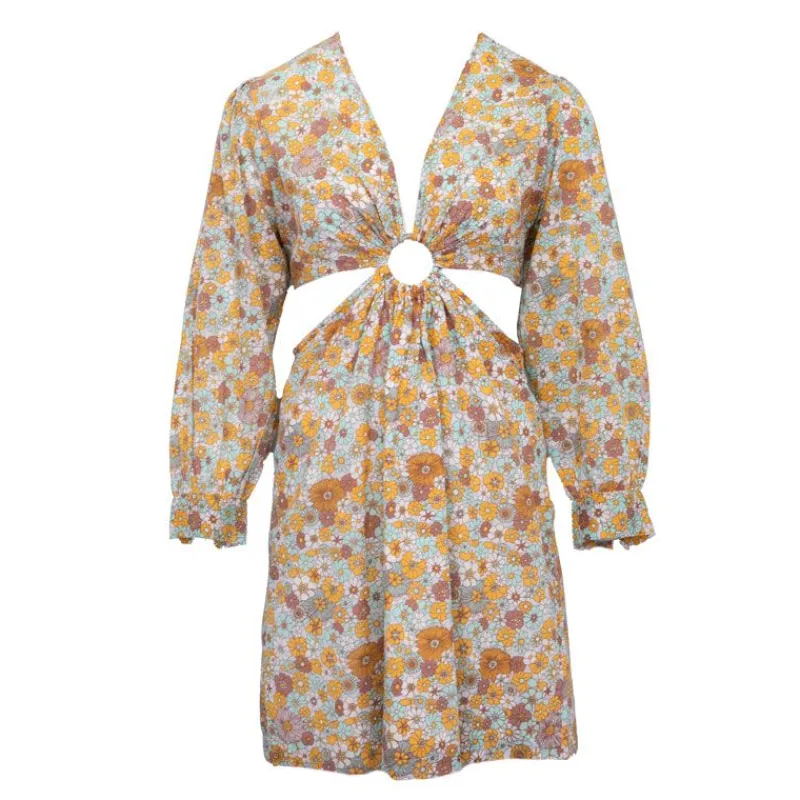 Online Robe courte marty décolletée fleuri à nouer Femme Femme Jupe, Robe