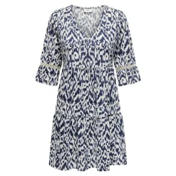 Hot Robe courte motif imprimée manches 3/4 Femme Femme Jupe, Robe