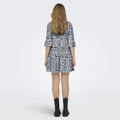 Hot Robe courte motif imprimée manches 3/4 Femme Femme Jupe, Robe