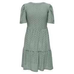 Outlet Robe courtes manches courtes trapèze ajouré uni Femme Femme Jupe, Robe