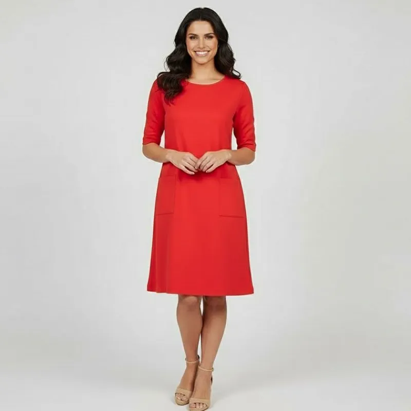 Robe droite unie courte col rond Femme Femme Jupe, Robe