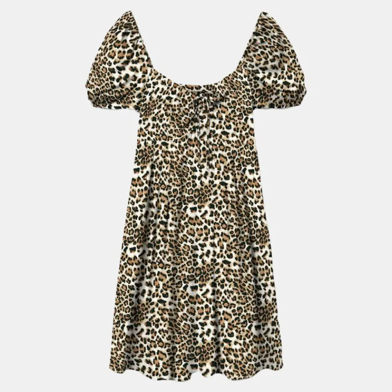 Robe easy joy manches bouffantes imprimé léopard Femme Femme Jupe, Robe