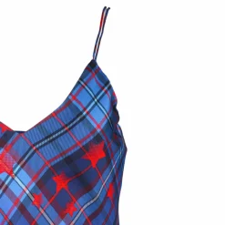 New Robe Gigi Hadid en soie à carreaux et étoiles rouges Femme Femme Jupe, Robe