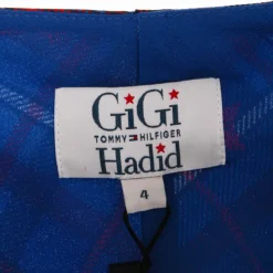 New Robe Gigi Hadid en soie à carreaux et étoiles rouges Femme Femme Jupe, Robe