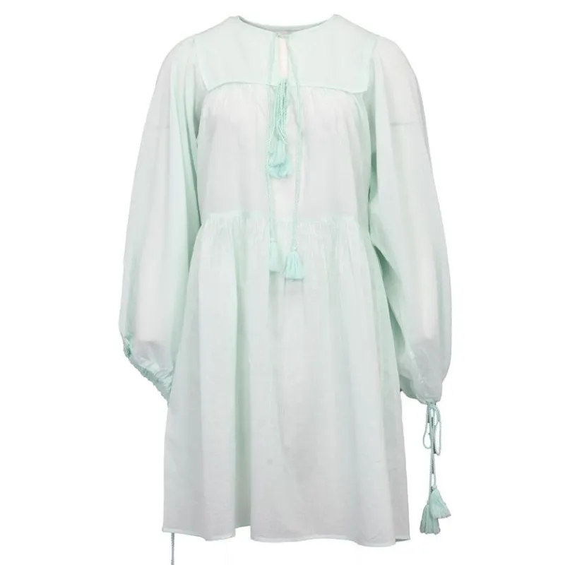 Clearance Robe hita manches longues à nouer couleur clair Femme Femme Jupe, Robe