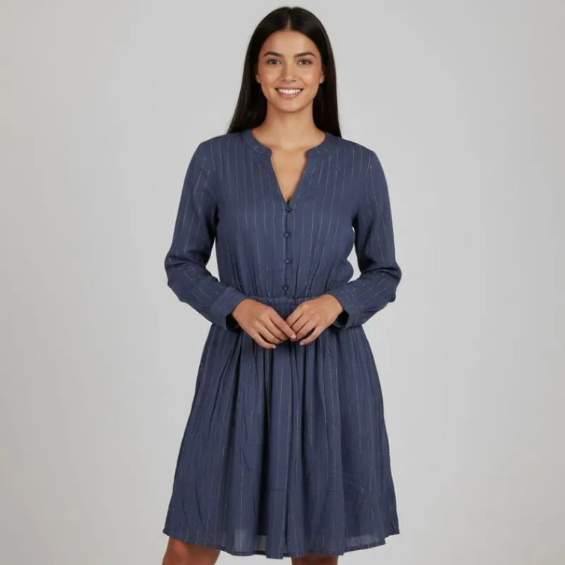 Sale Robe juana manches longues ajustée avec liseré doré Femme Femme Jupe, Robe