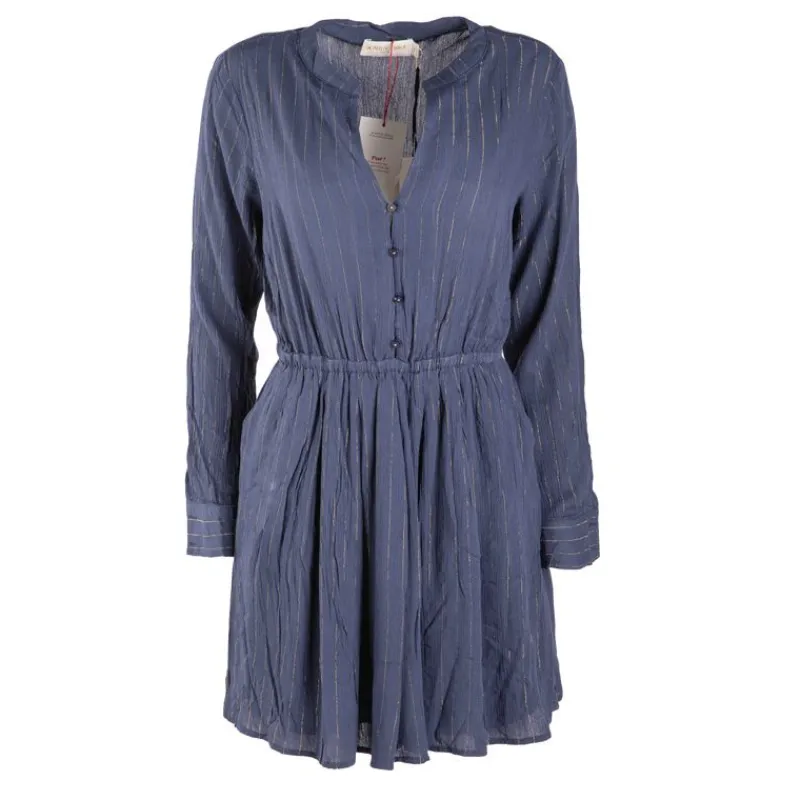 Sale Robe juana manches longues ajustée avec liseré doré Femme Femme Jupe, Robe