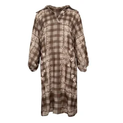 Clearance Robe kiki à carreaux avec imprimé Femme Femme Jupe, Robe